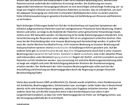 Empfehlung zur Behandlung respiratorischer Komplikationen bei akuter Virusinfektion außerhalb der Intensivstation